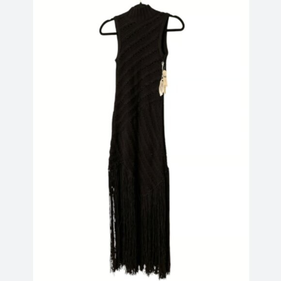 Brand New By Anthropologie Sleeveless Mock-Neck Fringe Sweater Midi Dress - Picture 5 of 10